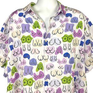 Peachbruh Unisex Novelty Button Shirt size 4XL 57x33 Boobs Breast Sheer